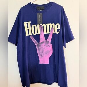 Homme Graphic Tee - Blue and Pink